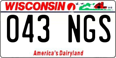 WI license plate 043NGS