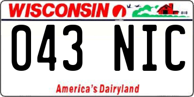 WI license plate 043NIC