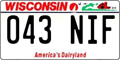 WI license plate 043NIF