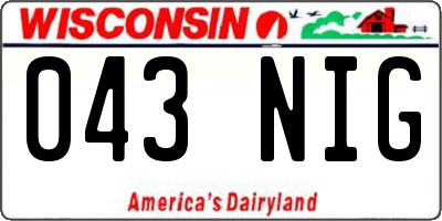 WI license plate 043NIG