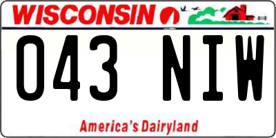 WI license plate 043NIW