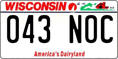 WI license plate 043NOC