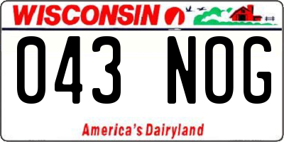 WI license plate 043NOG