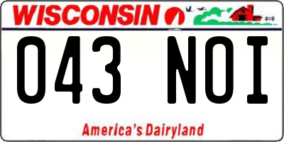 WI license plate 043NOI