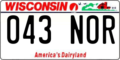 WI license plate 043NOR