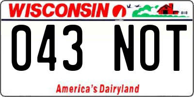 WI license plate 043NOT