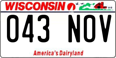 WI license plate 043NOV