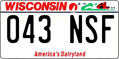 WI license plate 043NSF