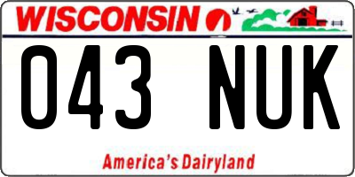 WI license plate 043NUK