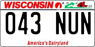 WI license plate 043NUN