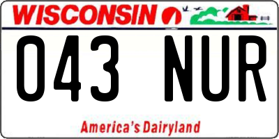 WI license plate 043NUR
