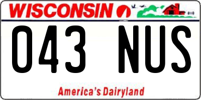 WI license plate 043NUS