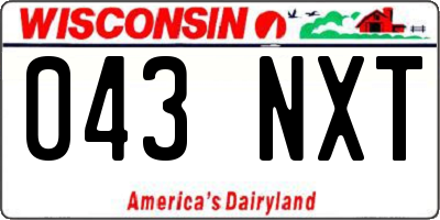 WI license plate 043NXT