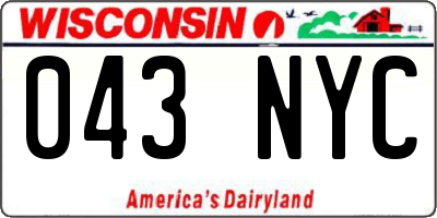 WI license plate 043NYC
