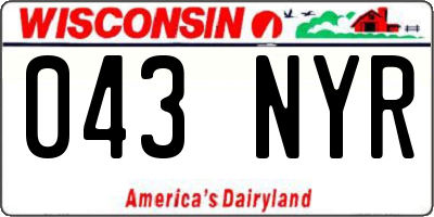 WI license plate 043NYR