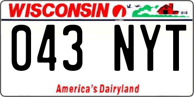 WI license plate 043NYT