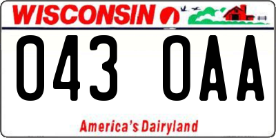 WI license plate 043OAA