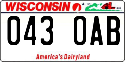 WI license plate 043OAB