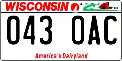 WI license plate 043OAC