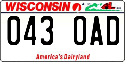 WI license plate 043OAD