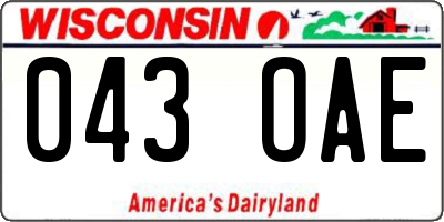 WI license plate 043OAE