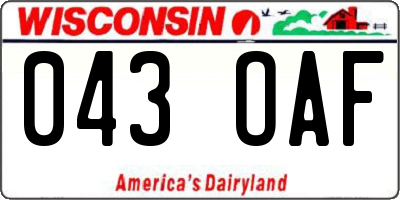 WI license plate 043OAF