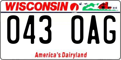 WI license plate 043OAG