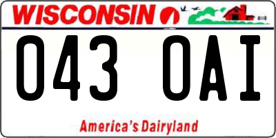 WI license plate 043OAI