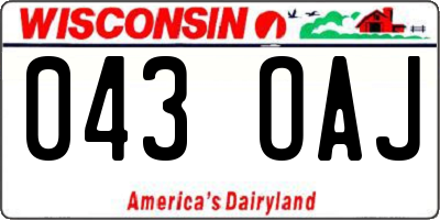 WI license plate 043OAJ