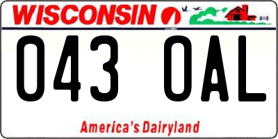 WI license plate 043OAL
