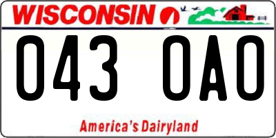 WI license plate 043OAO