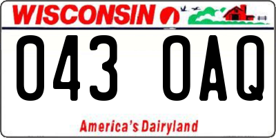 WI license plate 043OAQ