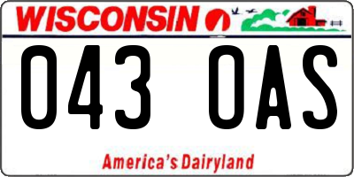 WI license plate 043OAS