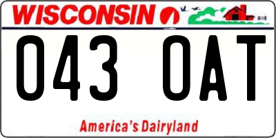 WI license plate 043OAT