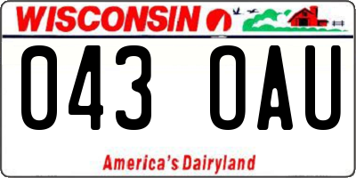 WI license plate 043OAU
