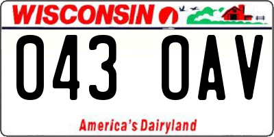WI license plate 043OAV