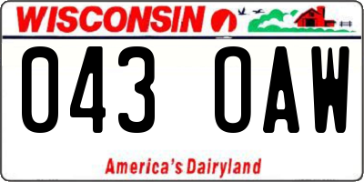 WI license plate 043OAW