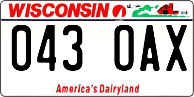 WI license plate 043OAX