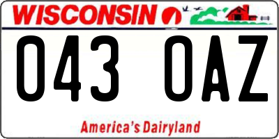 WI license plate 043OAZ