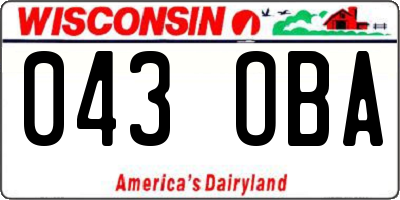 WI license plate 043OBA