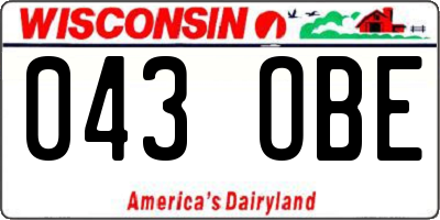 WI license plate 043OBE