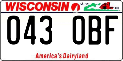 WI license plate 043OBF