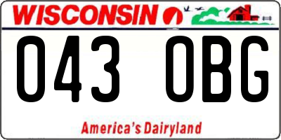 WI license plate 043OBG
