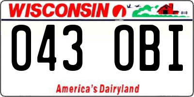 WI license plate 043OBI