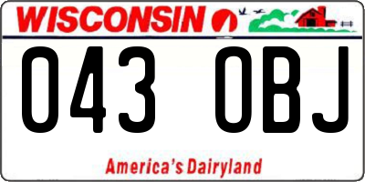 WI license plate 043OBJ