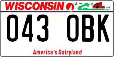 WI license plate 043OBK