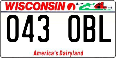 WI license plate 043OBL