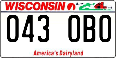 WI license plate 043OBO