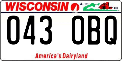 WI license plate 043OBQ