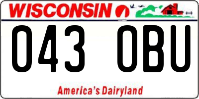 WI license plate 043OBU